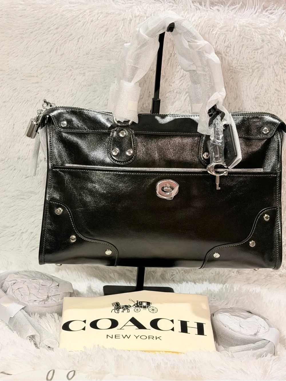 Coach Rhyder Satchel Bag 38 silver/ black NWT